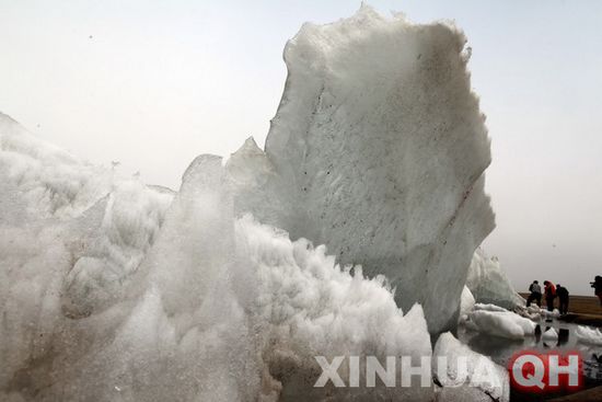 青海湖春季观开湖奇观